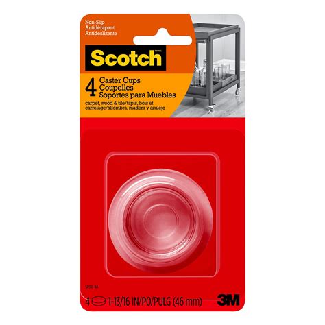 Scotch Caster Cups, Round Hard Clear 1-13/16in 4pk, Chair Leg Floor ...