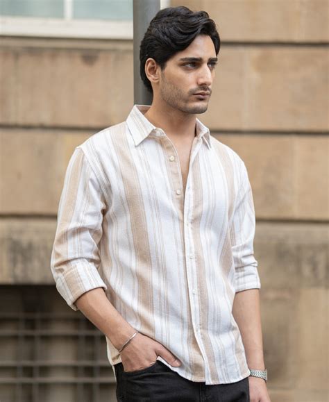 Beige Structure Stripe Shirt – Powerlook