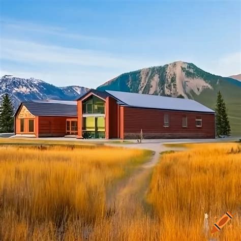 Modern school in yellowstone mountains on Craiyon - sketch of yellowstone mountains