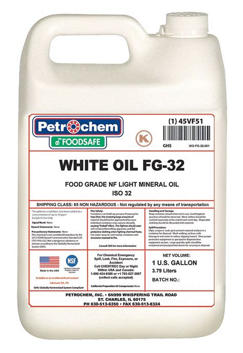 PETROCHEM, White Oil FG, 1 gal, Hydraulic Oil - 45VF51|WO FG-32-001 ...