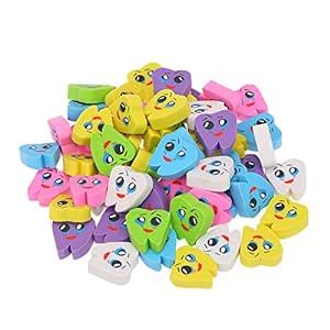 Anself 50pcs/bag Dental Care Molar Shaped Tooth Rubber Erasers Dentist ...