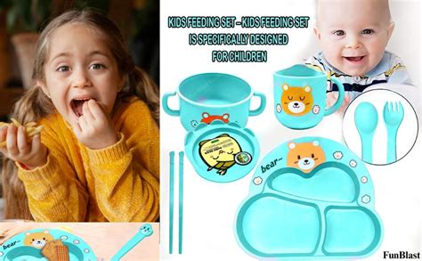 FunBlast Children Dinnerware Set - Bamboo Fibre Feeding Set for Kids ...