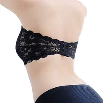 Buy Fabme Women Lace, Padded Tube Bra - Free Size - 3 Hook Back (Black ...