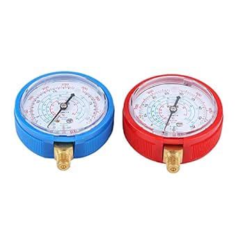 er Refrigerant Low and High Pressure Gauge,Brass AC Pressure Gauges Fit ...