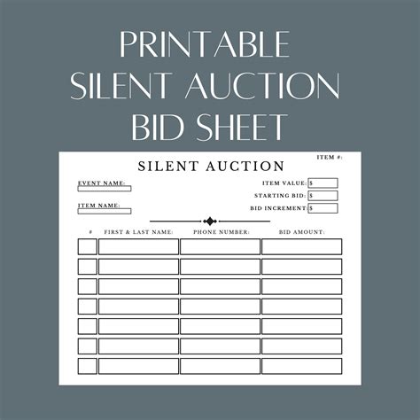 Christmas Silent Auction Bid Sheets at Elizabeth Burrows blog