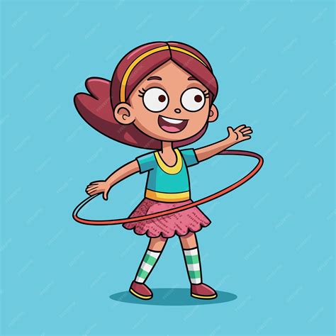 Premium Vector | Hula Hooping Girl Cartoon Vector Illustration