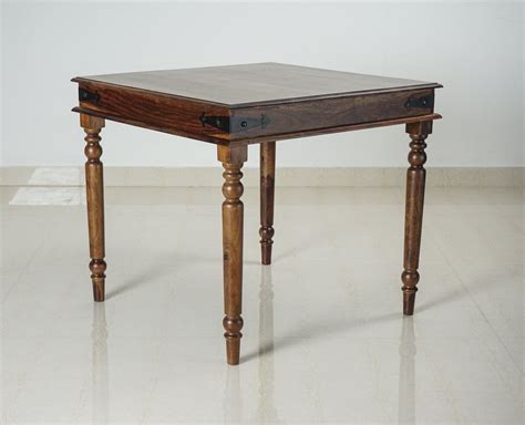 Buy Sheesham Wood 4 Seater Square Dining Table Set with 4 Chair for ...
