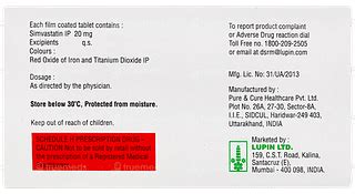 Simlup 20 Mg Tablet 10 - Uses, Side Effects, Dosage, Price | Truemeds