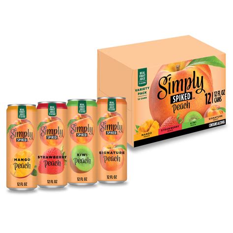 Simply Spiked Peach Variety Pack , 12 Pack, 12 fl oz Aluminum Cans, 5.0 ...