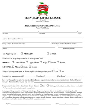 Fillable Online TEHACHAPI LITTLE LEAGUE - eteamz Fax Email Print ...