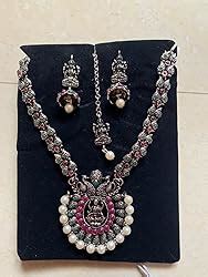 MATUSHRI ART Temple Jewelry of German Oxidised Silver Plated Jewellery ...