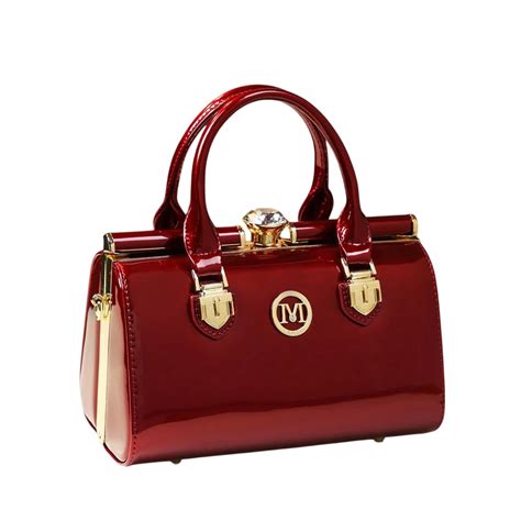 SYGA Women's Elegant Patent Leather Handbag | Rhinestone Clip Shoulder ...