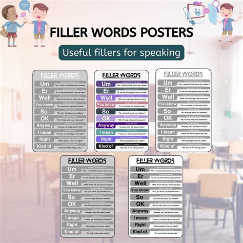 Filler Words High-resolution Posters for Language Learning Materials ...
