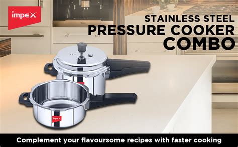 Buy Impex 3, 5 Litres Stainless Steel Pressure Cookers Induction Base ...