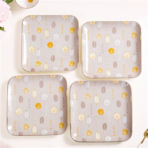 Dandelion Square Dinner Plates Set Of 4 9x9 Inch Online - Premium ...