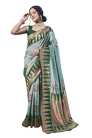 MANOHARI Women Most Trendy Green Banarasi Silk Woven Design Saree With ...