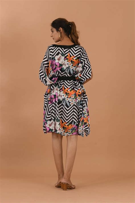 Women Silk Kaftaan Dress Chevron – Pachouli Jaipur