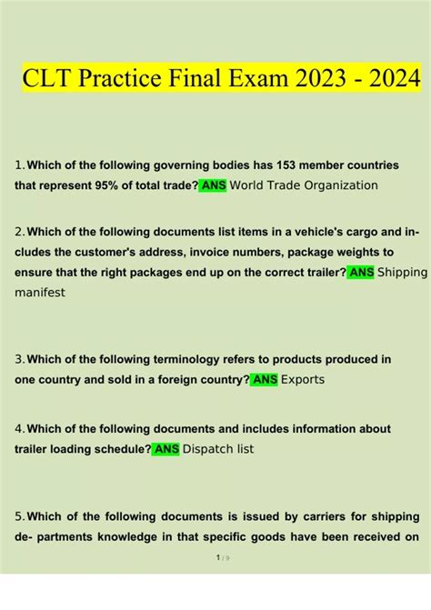 CLT Exam STUDY BUNDLE (COMPLETE PACKAGE)(Verified Answers) - Stuvia US