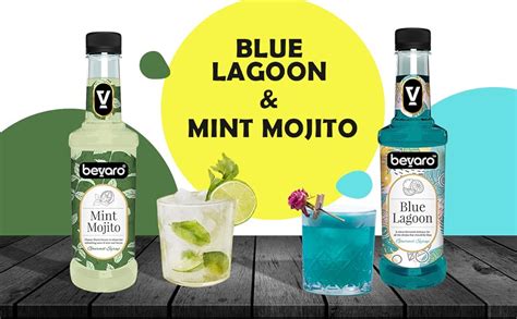 Bevaro Mint Mojito & Blue Lagoon Syrup Combo | Pack of 2 (300 ml Each ...
