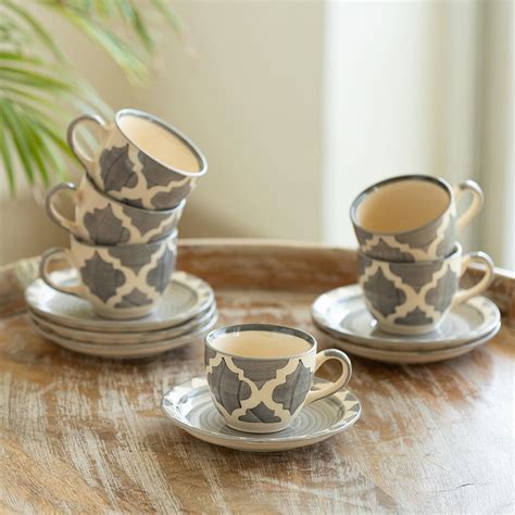 ExclusiveLane 'Moroccan Essentials' Ceramic Tea Cup and Saucer Set of 6 ...