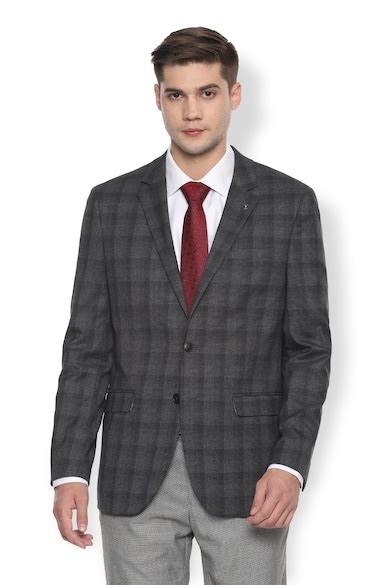 Buy Men Grey Check Formal Blazer Online - 394825 | Van Heusen