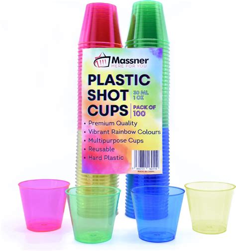 Box x 24 Reusable Plastic Shot Glasses 25ml - Polystyrene CE Stamped to ...