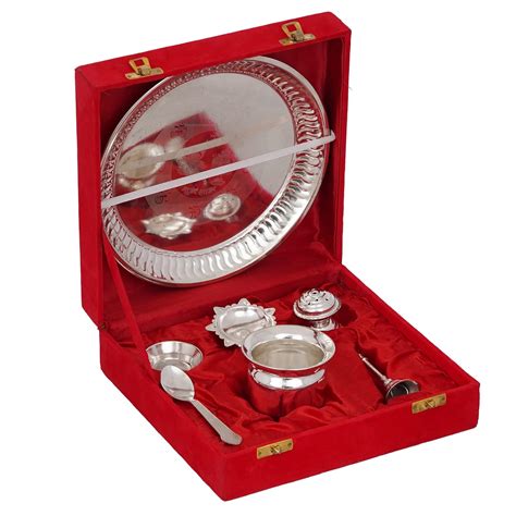 KUSHAL Creations Silver Plated Pooja THALI Silver Colour with LAXMI ...