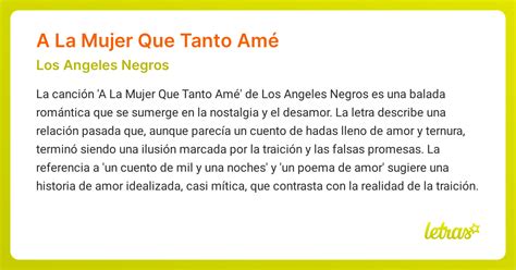 Significado de la canción A LA MUJER QUE TANTO AMÉ (Los Angeles Negros ...