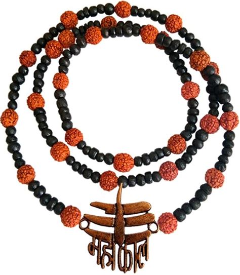 Buy RICH AND FAMOUS Mahakal Shiva Pendant With Wood Beads, Rudraksha ...
