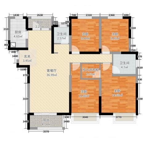 142平方五居室室内设计施工图纸