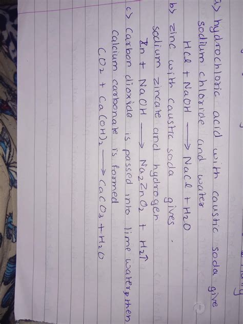 Name the products formed in each case when: a. hydrochloric acid reacts ...