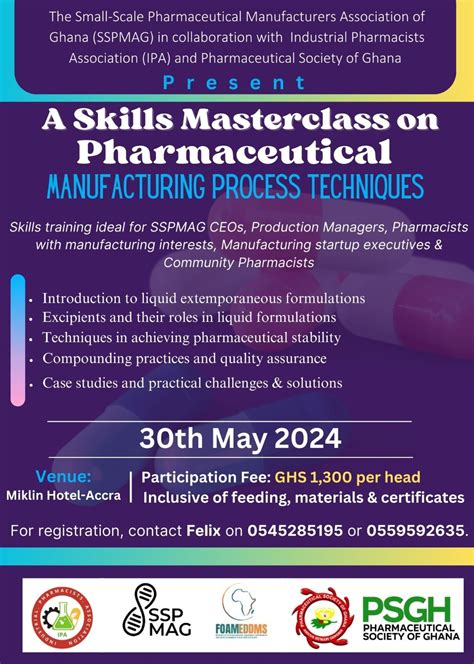 SKILLS MASTERCLASS ON PHARMACEUTICAL MANUFACTURING PROCESS TECHNIQUES ...