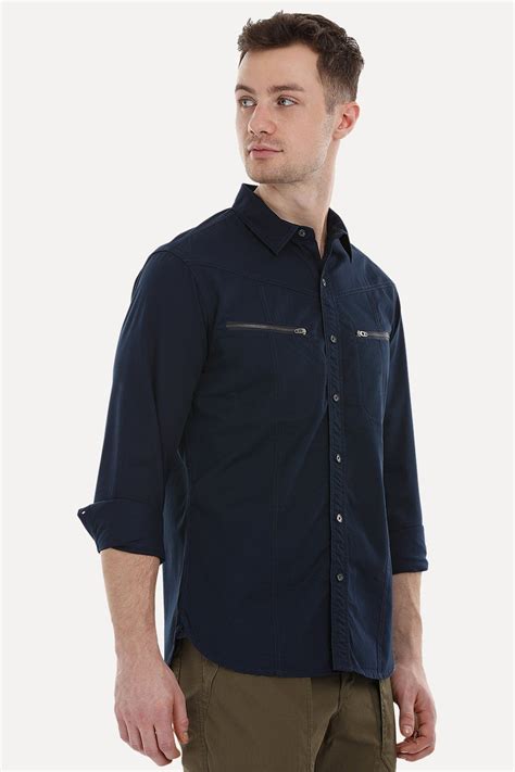 Buy Online Navy Urban Shirt with Zipper Pockets for Men Online at Zobello
