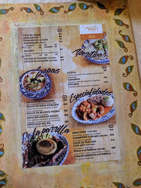 Menu at La Choza Cozumel restaurant, San Miguel de Cozumel, 10 Avenida ...