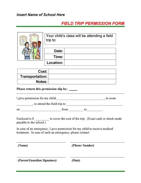 35 Permission Slip Templates & Field Trip Forms