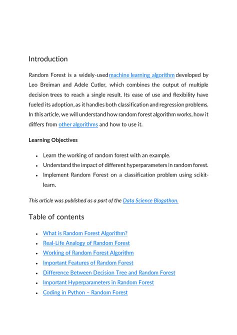 Random Forest - Introduction Random Forest is a widely-used machine ...
