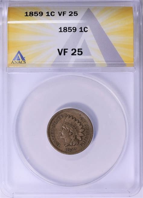 1859 Indian Cent ANACS VF-25 (Item 1825065) | GreatCollections Coin ...
