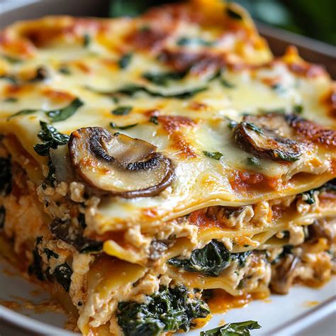 Chicken, Mushroom, and Spinach Lasagna in 2024 | Chicken dishes recipes ...
