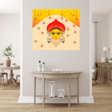 Painting Of Durga Self Adhesive Sticker Poster – Myindianthings