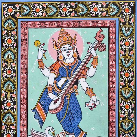 Endearing Goddess Saraswati Patachitra Painting (11.5*13.5 Inches) – TOKENZ
