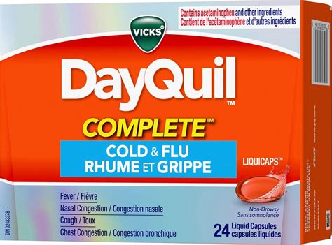Vicks DayQuil COMPLETE Cold and Flu LiquiCaps Medicine Non-Drowsy Daytime Multi-Symptom Relief ...