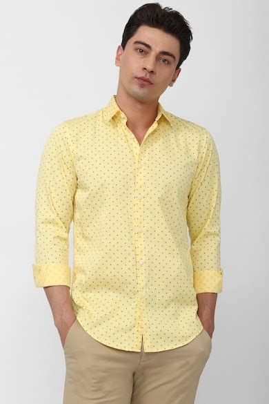 Buy Men Yellow Slim Fit Print Full Sleeves Casual Shirt Online - 874513 ...
