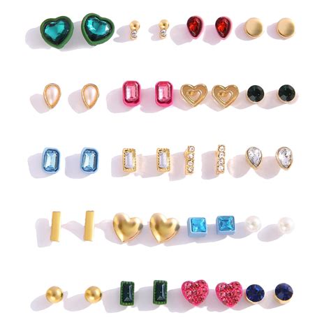 Shining Diva Fashion 40 pcs Latest Stylish Crystal Earring Combo Set ...