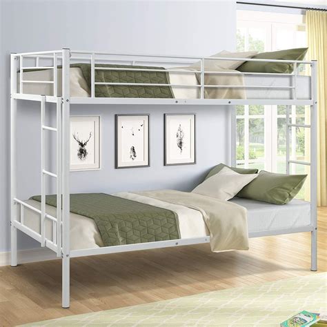 Austin International Twin Over Twin Metal Bunk Bed with Two-Side ...