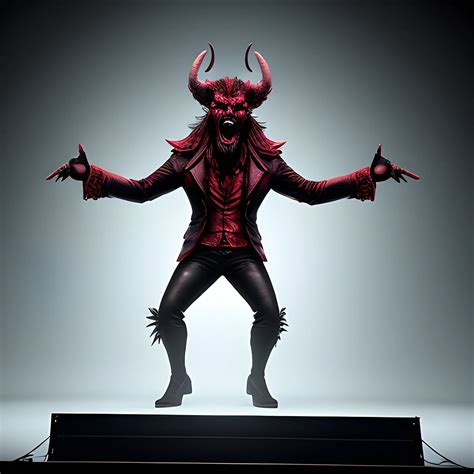 Create realistic image of a devil singing on a very large stage - Arthub.ai
