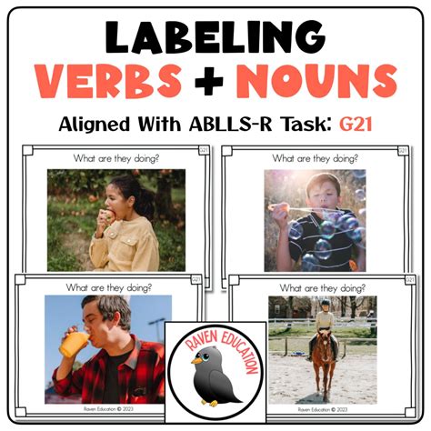 Labeling Verbs & Nouns Task Cards (aligned With ABLLS-R G21) - Etsy UK