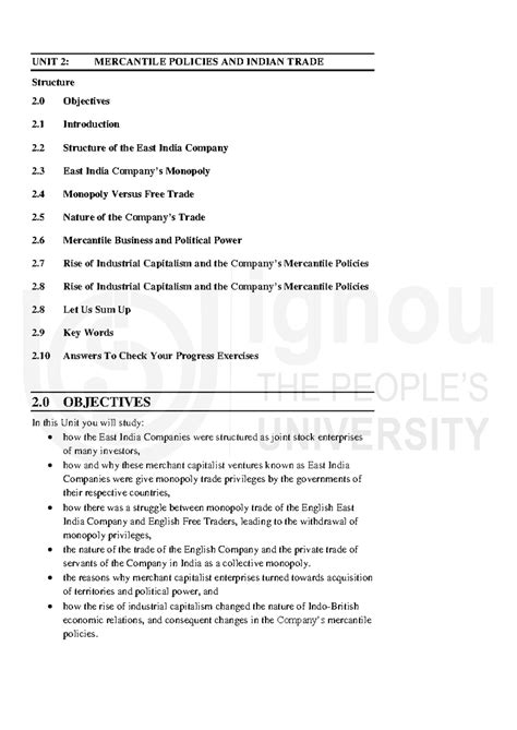 Unit-2 - Useful for all - UNIT 2: MERCANTILE POLICIES AND INDIAN TRADE ...