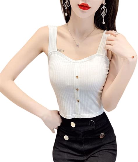 Fabme Women's Rib White Stylish Crop Top