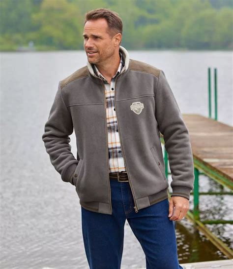 Men's Grey Sherpa-Lined Fleece Jacket | Atlas For Men