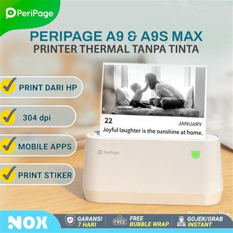 Jual Printer thermal tanpa tinta Peripage A9 & A9s Max 304dpi label ...